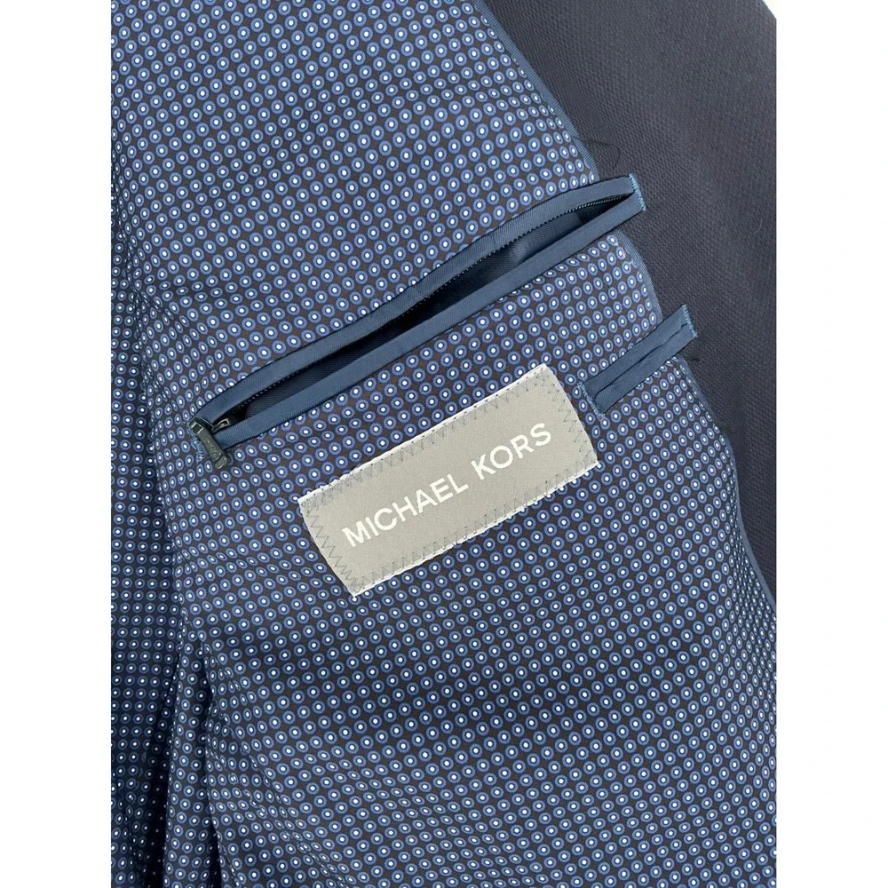 Michael Kors Blazer Mens 46R Navy Blue Two-Button Stretch Suit Jacket Regular